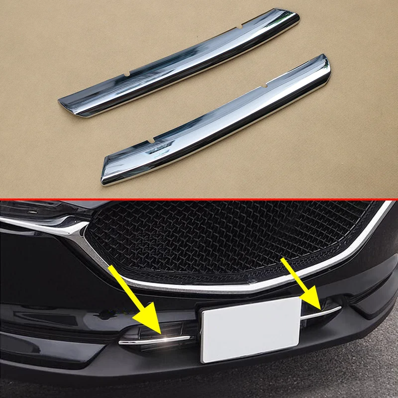 

For 2017-2021 Mazda CX-5 CX5 KF Chrome Front Bumper Grill Grille Strips Trims Stylish