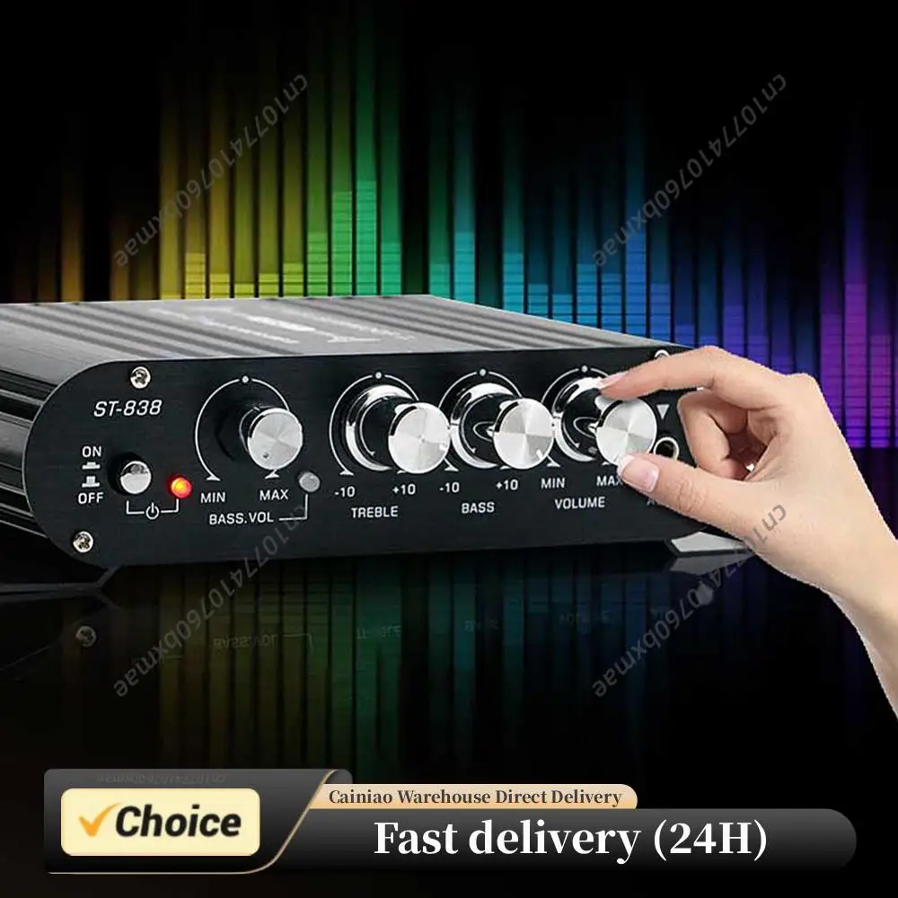 

ST-838 HiFi 2.1-канальный стереоусилитель звука с регулировкой басов и высоких частот, 80Вт*2, мини-аудиоплеер