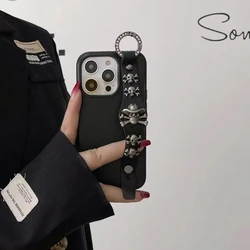 Skeleton Skull Wrist Strap Case for iPhone 11 12 13 14 Pro Max XR X 7 8 PLUS SE2020 Phone Cases cover Full Protect Coque Funda
