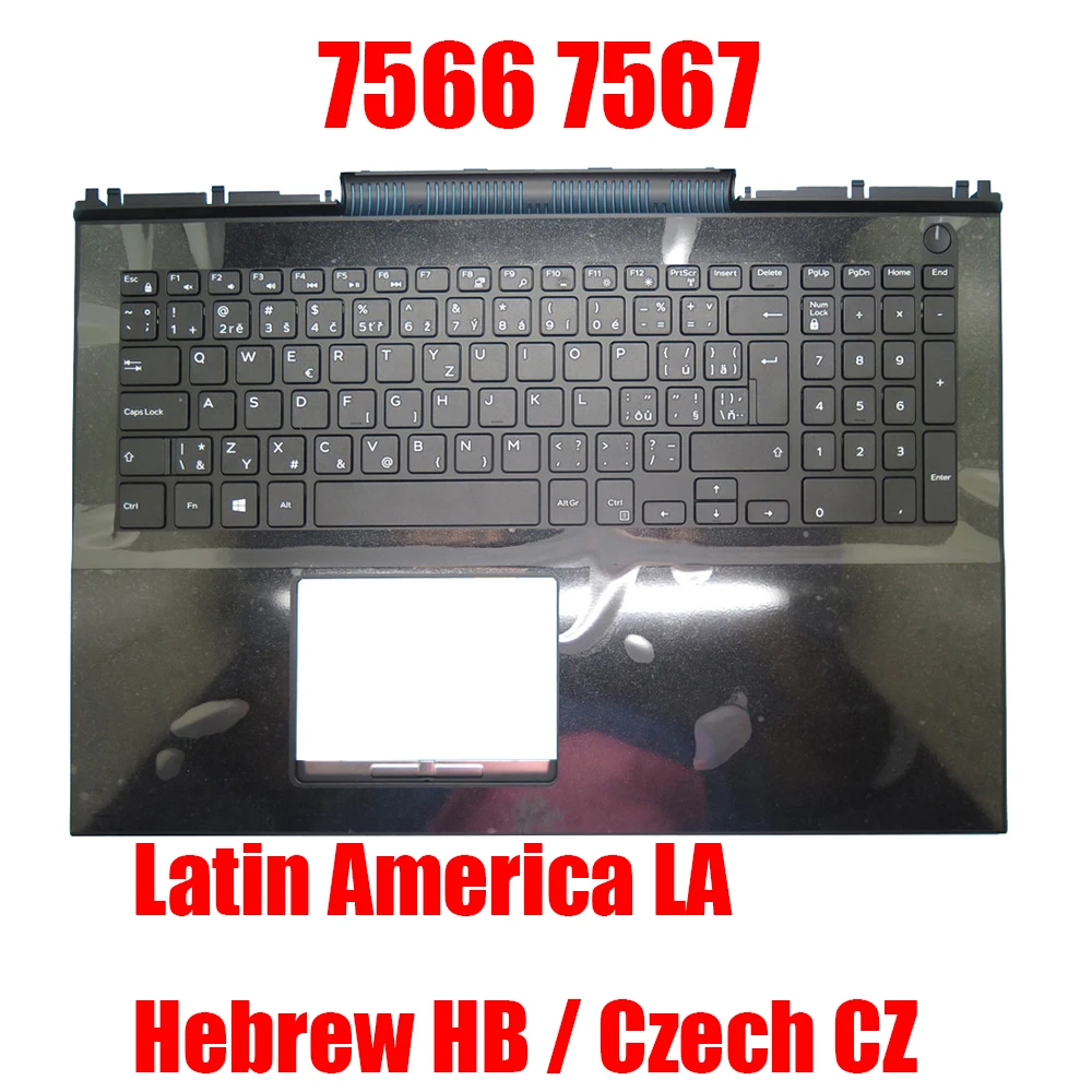 

LA HB CZ Laptop Palmrest For DELL For Inspiron 15 7566 7567 0MDC8K MDC8K With Backlit Latin Hebrew Czech Black Upper Case New