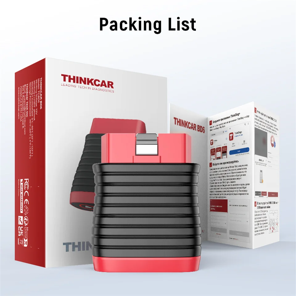 10PCS Thinkcar BD6 OBD2 Scanner 5 Resets Lifetime Free Update Diagnose Code Reader 2024 Automotive Tools VS Thinkdiag Mini