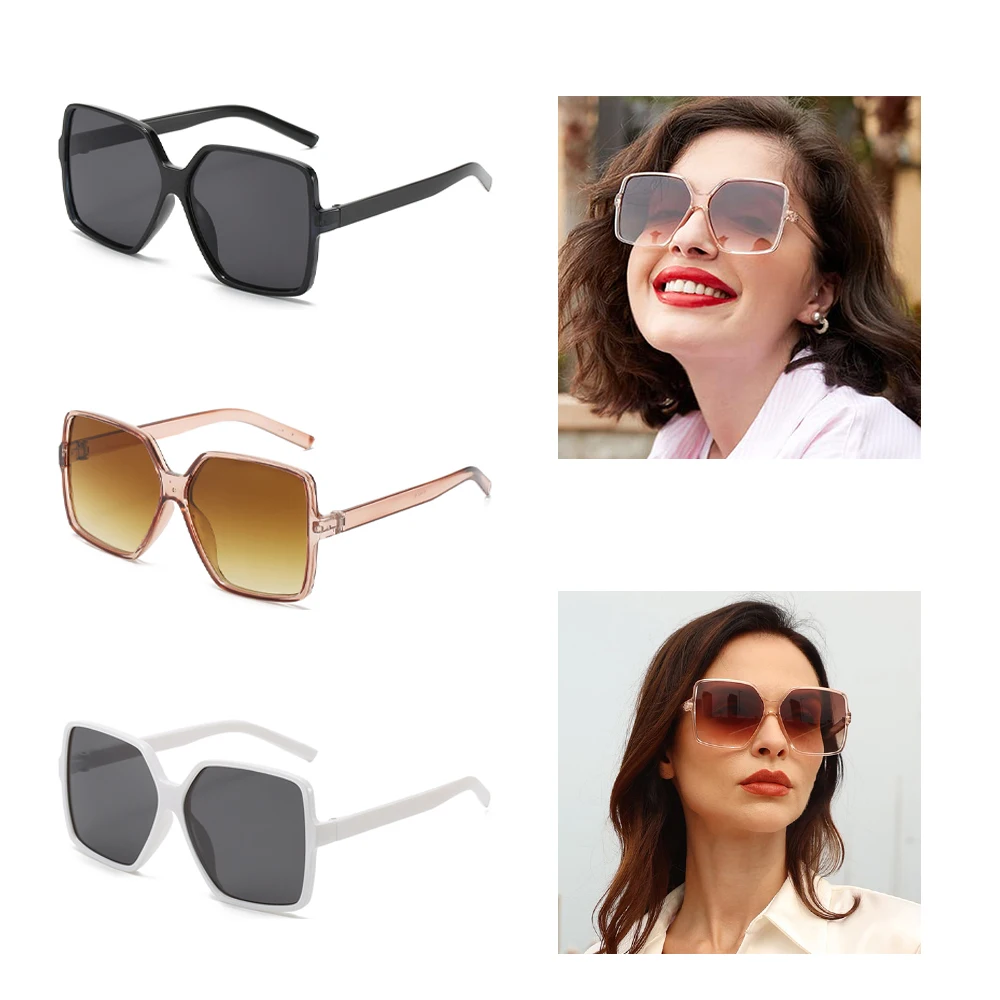 1 قطعة نظارات مربعة عصرية كبيرة الحجم للحماية من الأشعة فوق البنفسجية على شكل عين القطة نظارات شمسية مربعة ظلال عصرية للاستخدام اليومي #1