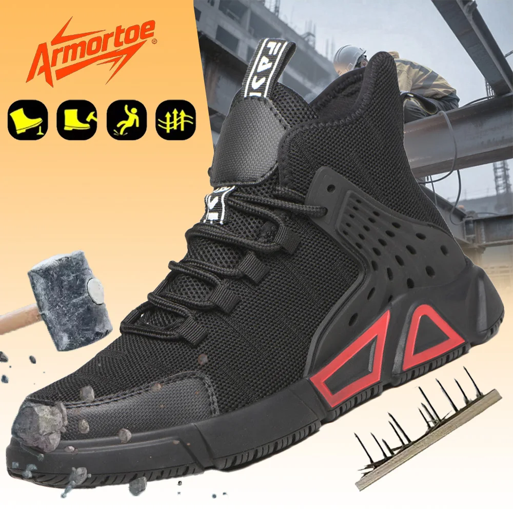 

ArmorToe New High Top Steel Toe Work Boots Men Anti-Impact Puncture Proof Lightweight Protective Footwear #Armor2789