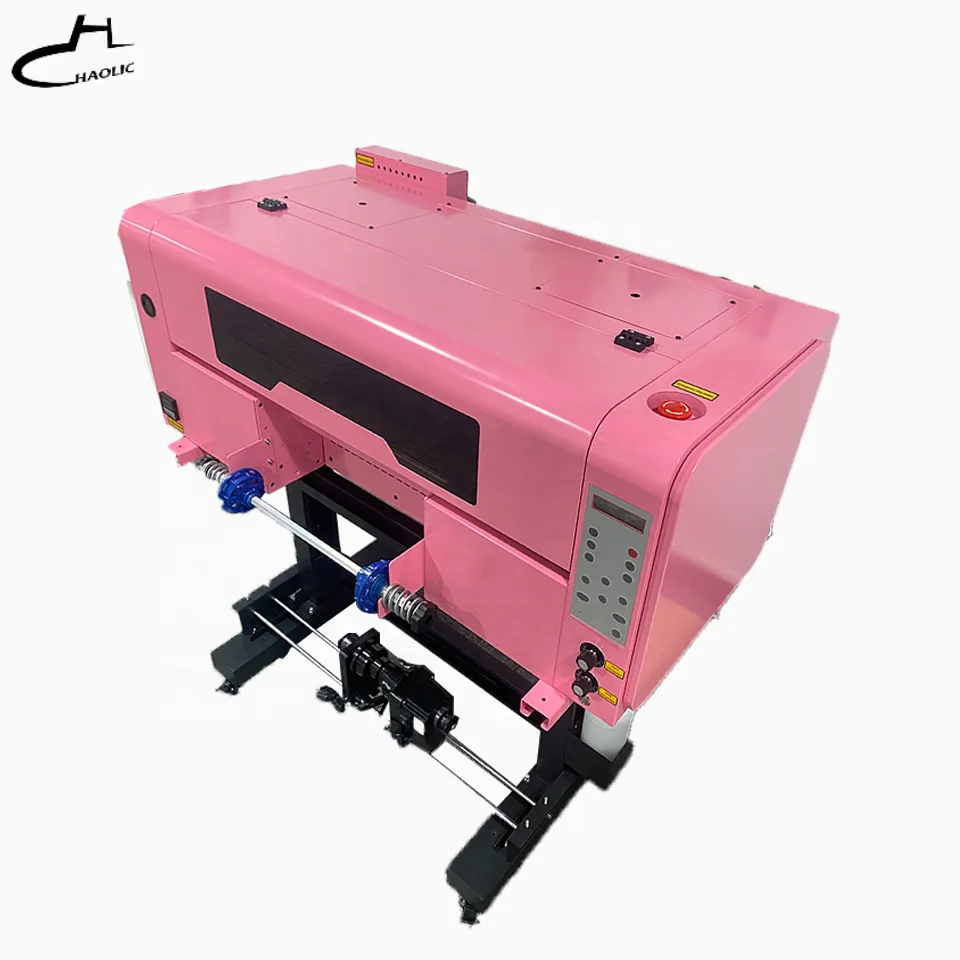 New Automatic Wholesales Pink 13inch UX2 UV DTF Printer UV Ink Roll To Roll A3 All In One Cutter Cup Transfers