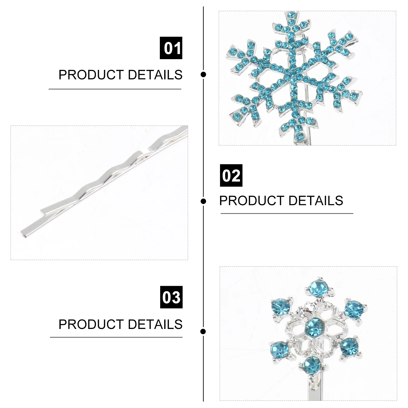 

6Pcs Clips Set Decorative Styling Accessories Rhinestones Pins Women Children Clips Snowflake Hairpins Kids Hair Clip Durable