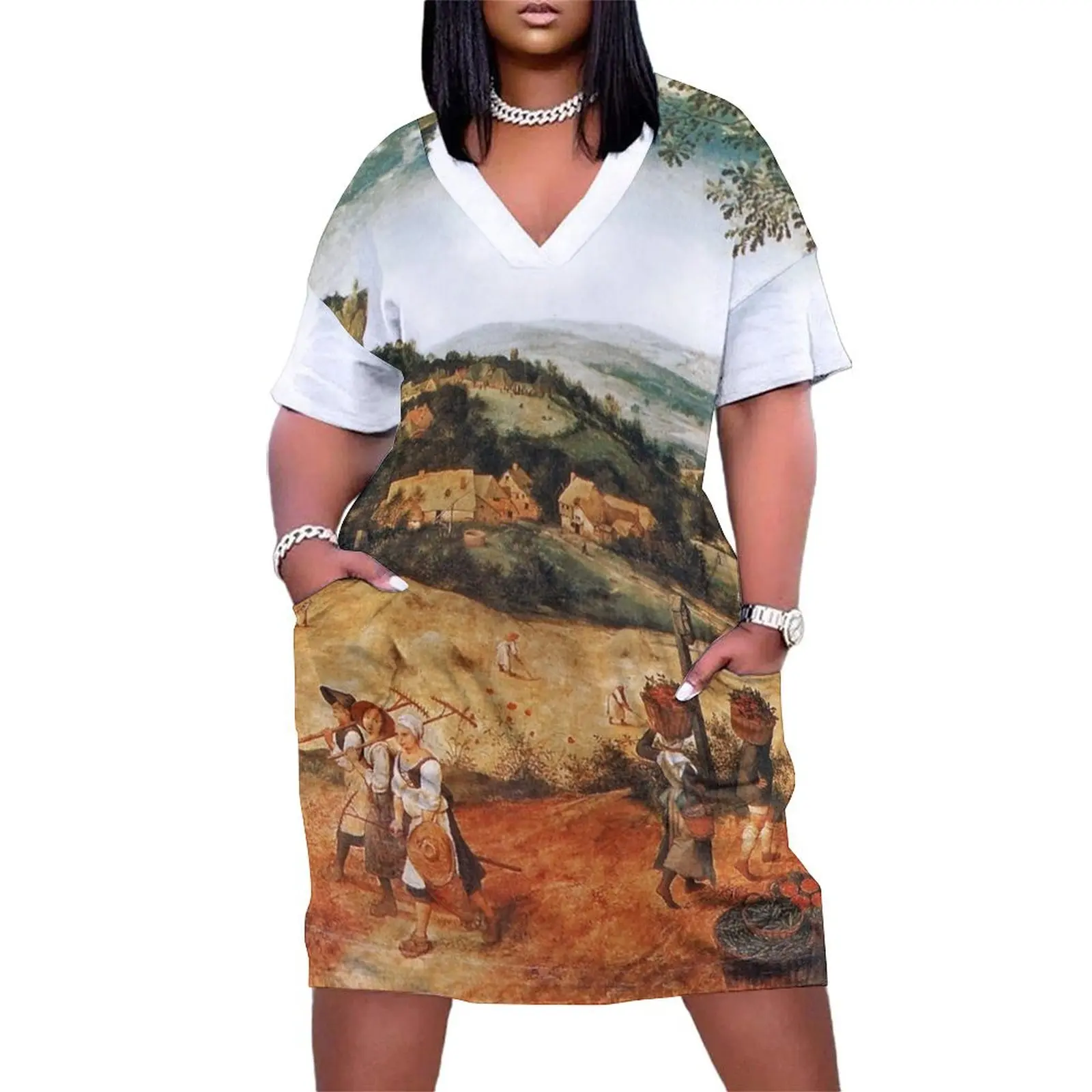 

The Hay Harvest - Pieter Bruegel the Elder Loose Pocket Dress beach dress Beachwear