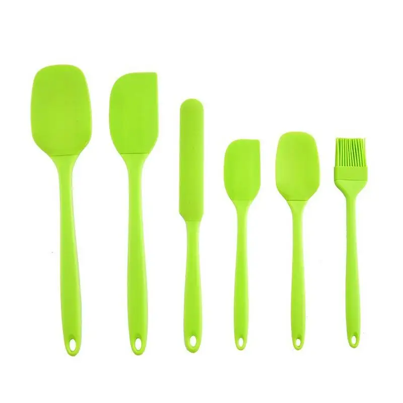 6 Pcs Heat Resistant Silicone Spatula Set Food Grade Kitchen Utensils for Home Baking Cooking Dessert Preparation