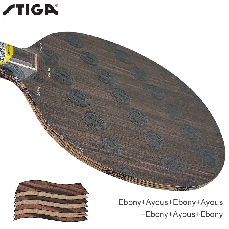 STIGA EBENHOLZ NCT VII Table Tennis Blade 7 Ply Wood Ebony Surface Ping Pong Base Plate 100% Original Pingpong Blade with Box
