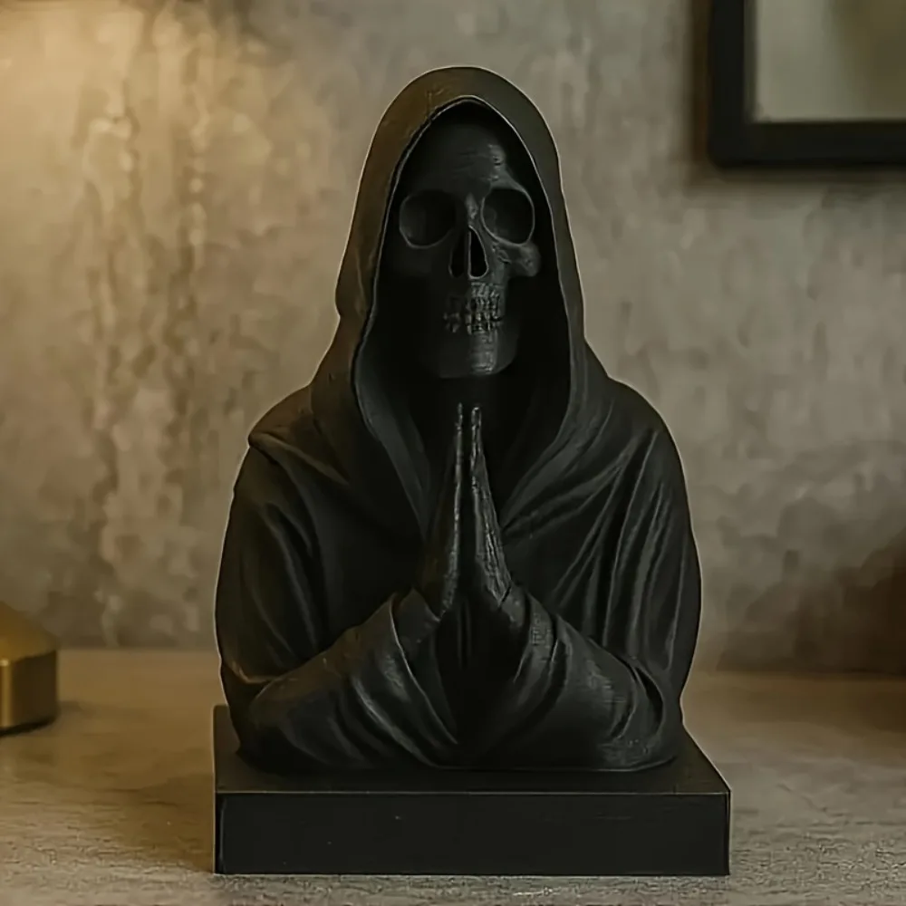 Una decoración de calavera de la muerte negra y estética oscura: la decoración de arte gótico es adecuada para la decoración de estudio/Halloween/habitación secreta.