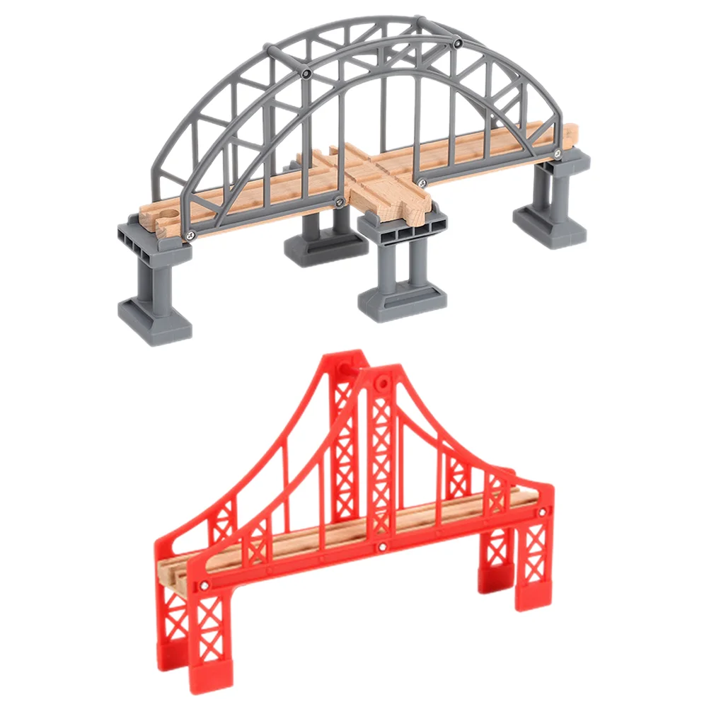 Modelo de puente de tren de juguete, suministros de repuesto de pista educativa de ferrocarril a granel ensamblados, 2 uds.