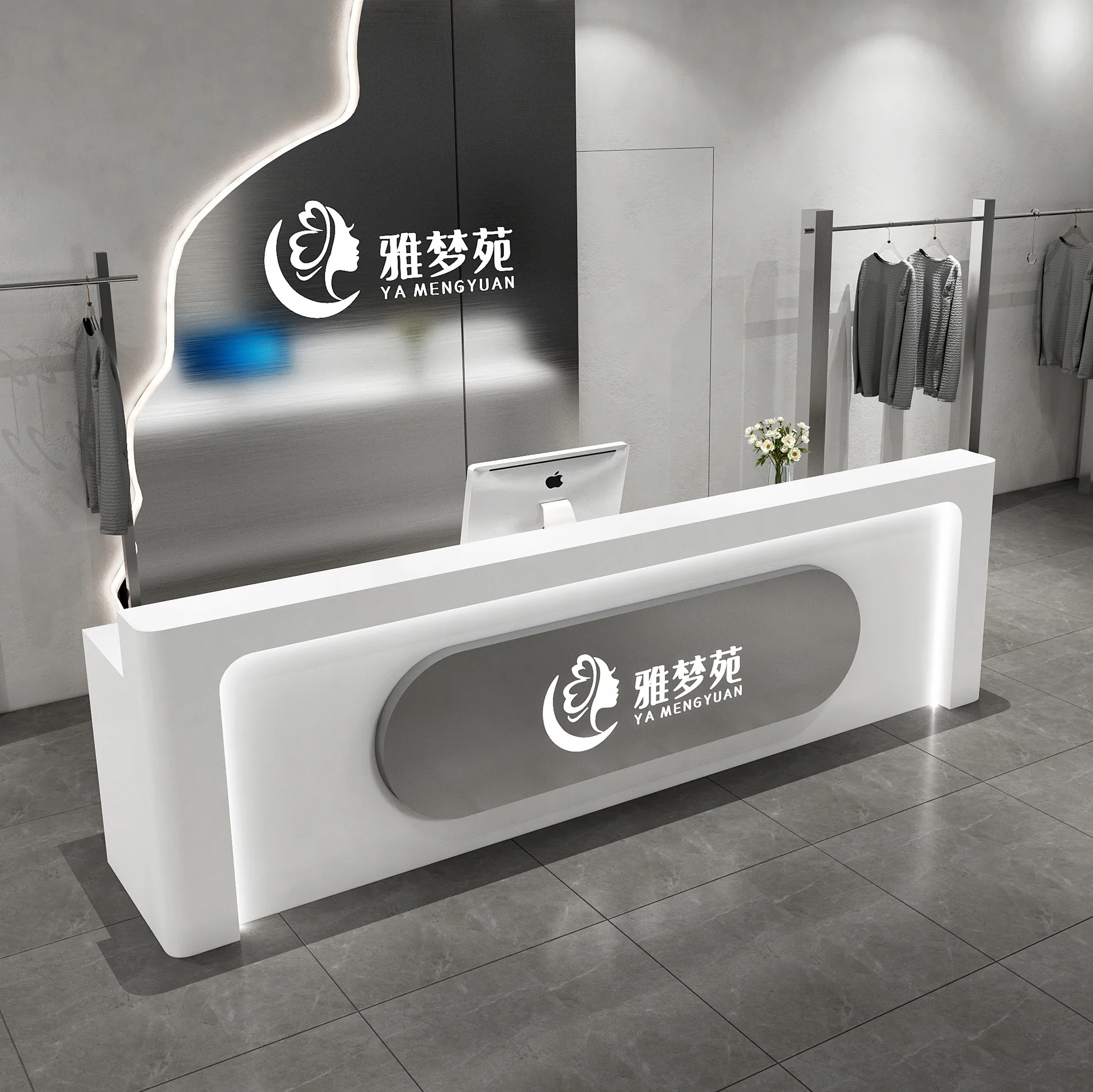 Checkout page Bar company front desk Clothing store checkout page Hotel reception desk Beauty salon Curved bar table