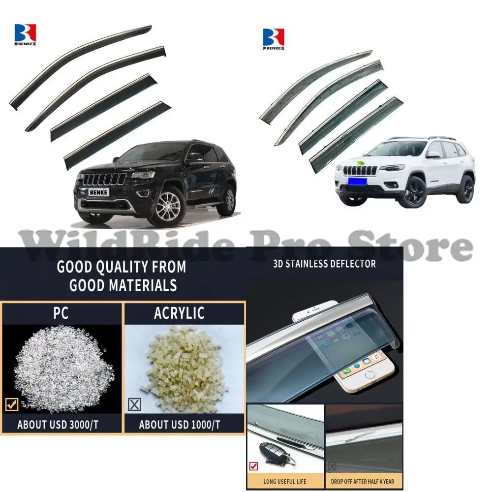 

1 set For JEEP GRAND CHEROKEE 2011-2021 High End Injection Deflector PC Rain Shield Car Visor