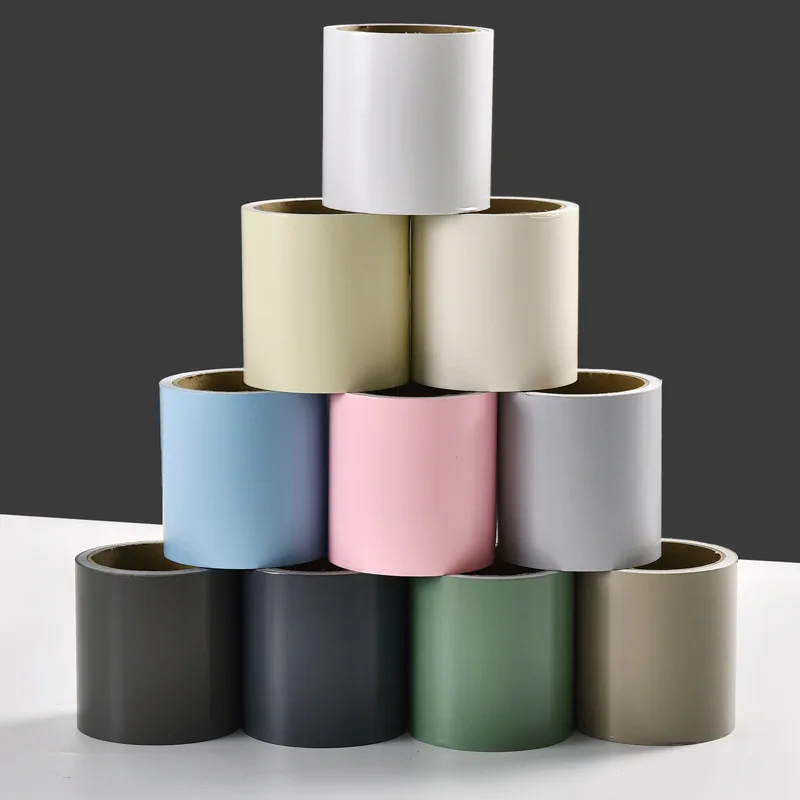 1pc 5meter/196.85in PVC Self-adhesive Baseboard Waterproof Wall Sticker Window Sill Door Frame Edge Wrapping Renovation Decorati