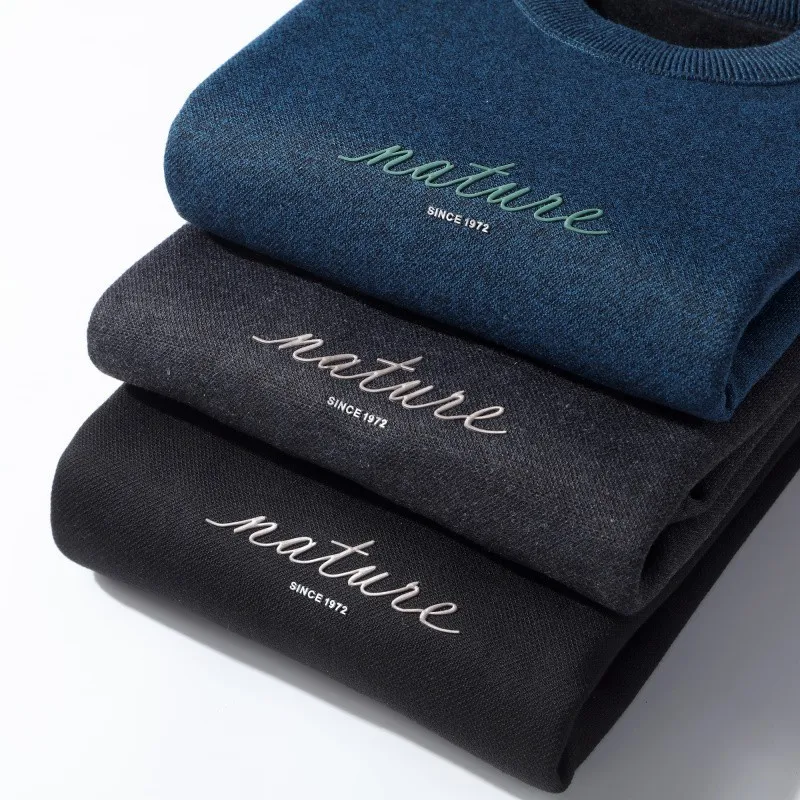 Suéter de punto de cuello redondo de terciopelo ueso que no cae, Top de manga larga de estilo urbano de moda cálido y versá...