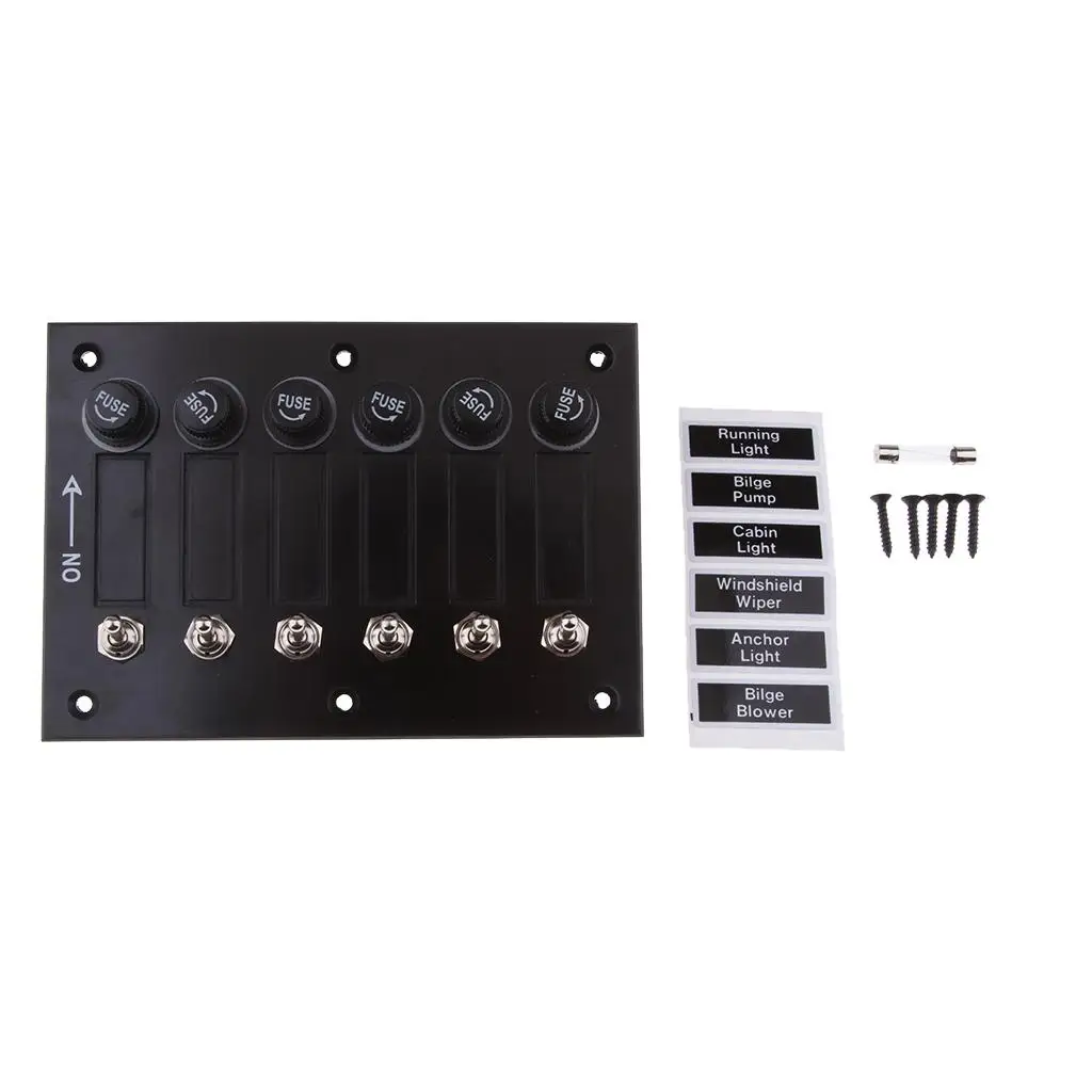 Fused 6-Band Marine Switch Panel for RV Boat 12 Switch Panel