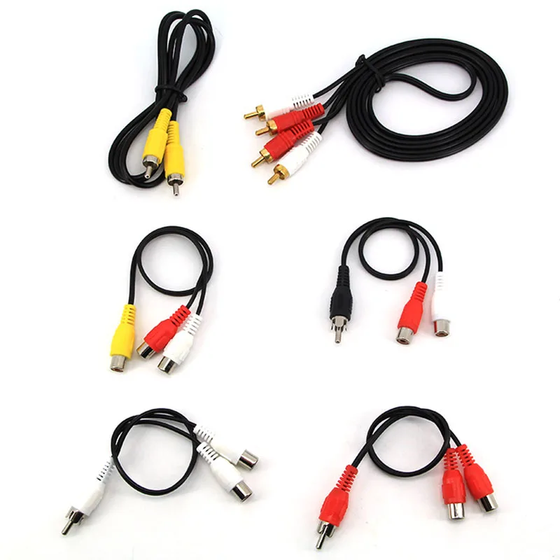 2 RCA 1 Male female to Male 2 RCA 2RCA way Female Splitter Cables for Audio/Video extension connector Red & White cord J17