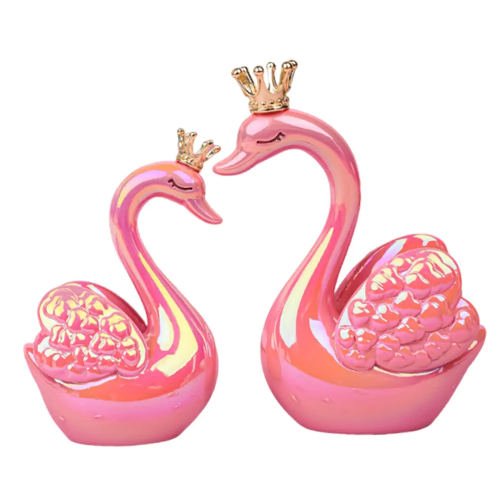 2 Pieces Mini Couple Swan Figurines Desktop Ornaments for Office Fireplace