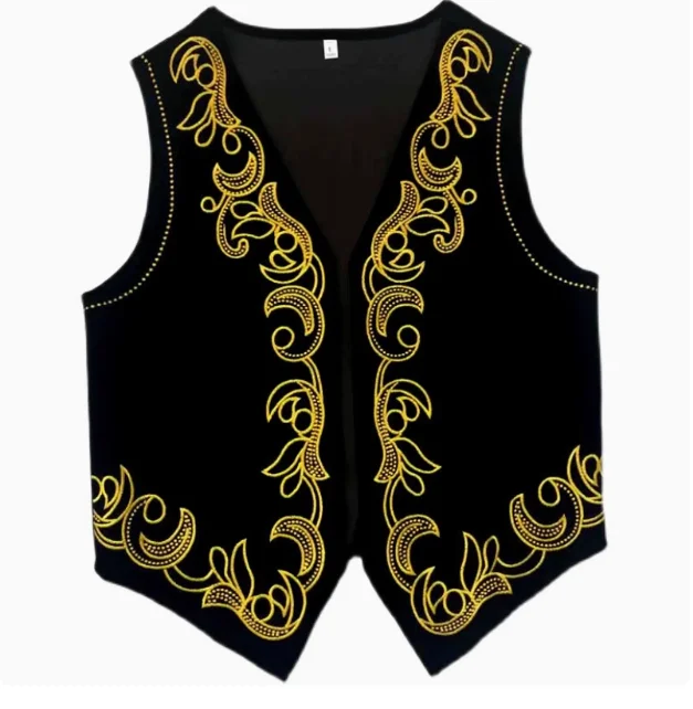 

Chinese Xinjiang Dance Vest Male Embroidery Stage Performance Costume