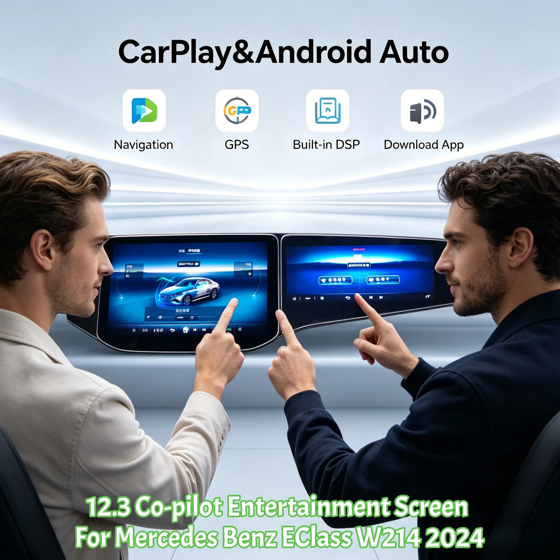 Car Co-Pilot Passenger Screen GPS Multimedia Radio Stereo Android Wireless CarPlay For Mercedes Benz E Class W214 E260 E300 2024