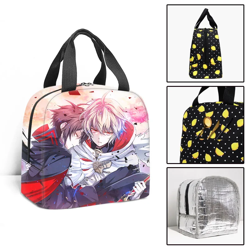 Classic Anime Seraph Of The End Student Work Lunchbox Thermal insulation Food Lunch Bag 3D Printed Portable Handbags Ice Bags