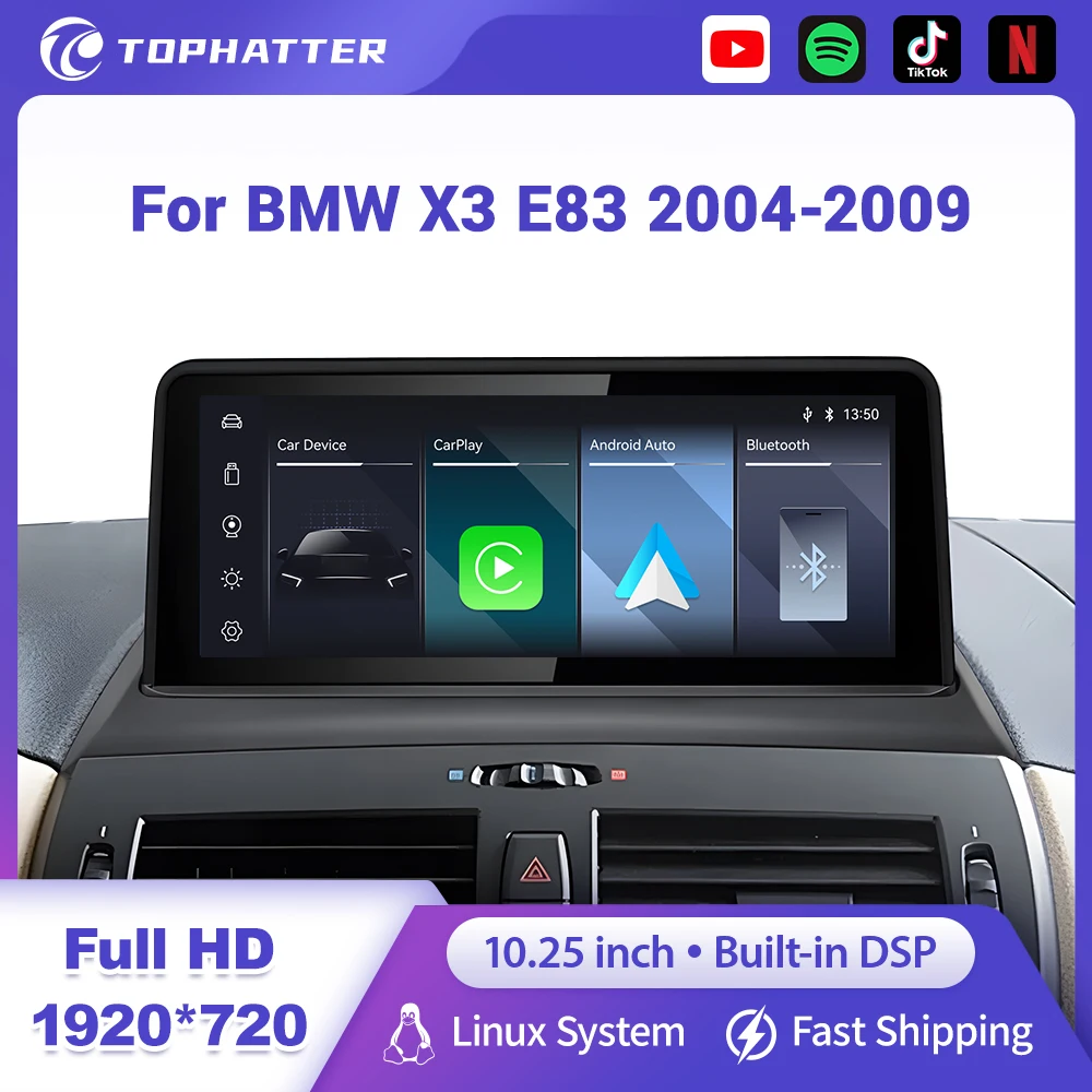

Linux Display Multimedia car Player For BMW X3 E83 2003-2010 Android auto vlink Car Radio Stereo GPS WIFI Head Unit DSP