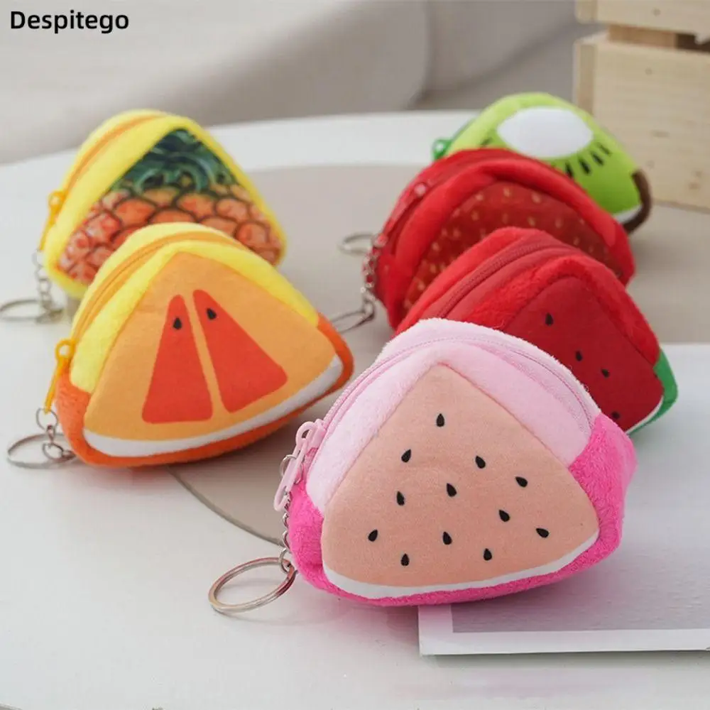 

New Fruit Coin Purse Creative Cute Plush Triangle Wallet Cartoon Children's Gift Key Bag Coin Earphone Storage Bag Pendant