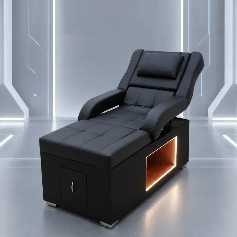 Electric Lifting Hair Therapy Shampoo Bed with Foot Bath Integrated Water Circulation Hair Massage Fumigation and Foot