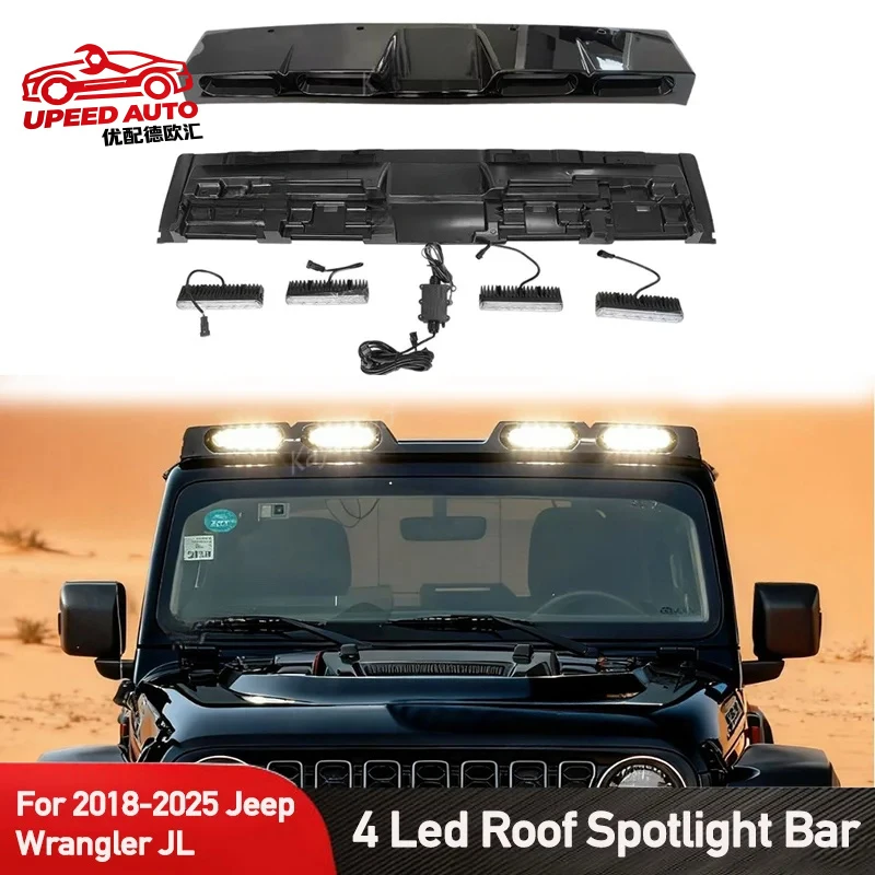 

Suitable Off Road 4x4 Exterior Aceessories Roof Top Bar Spotlights Fits For 2018-2025 Jeep Wrangler JL with 4