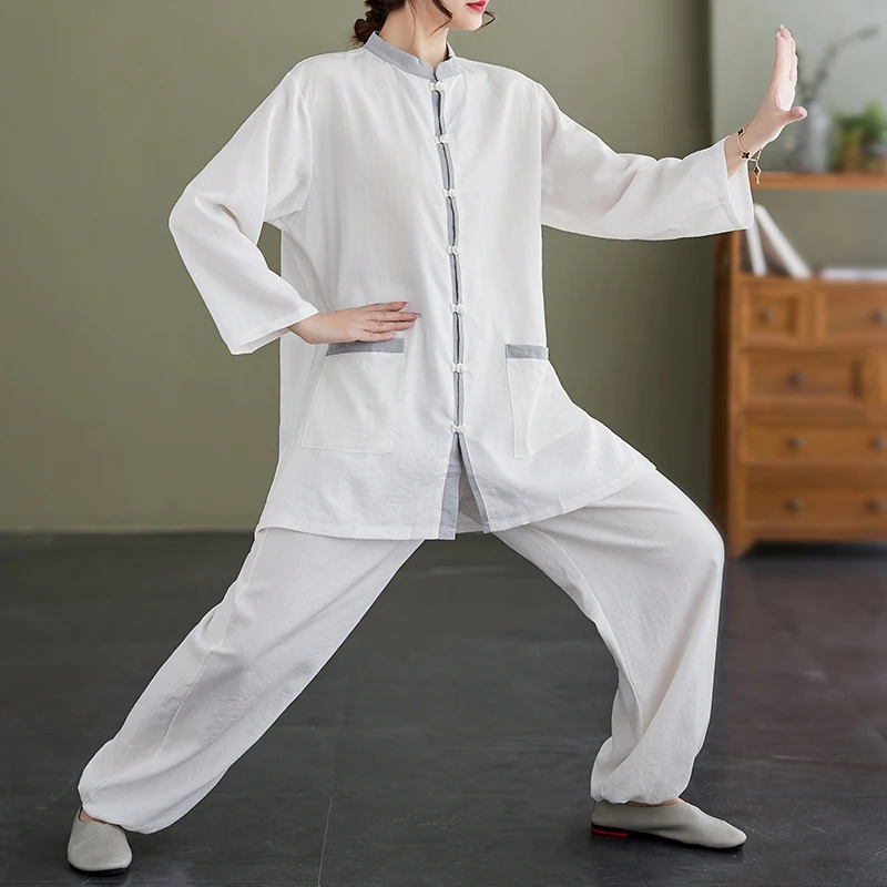 2024 chinese style unisex tai chi practice suit elegant tai chi kungfu performance outfit loose comfortable morning exercise set