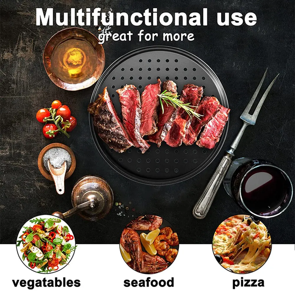 PORK-Pizza Tray Punching Baking Tray Non-Stick With Hole Pizza Mold Barbecue Tray Baking Mold Round Baking Tray