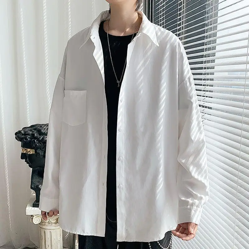 

Europe America and Winter Long Sleeves Men's Korean Style Trendy Autumn New Shirt Loose Thin Coat