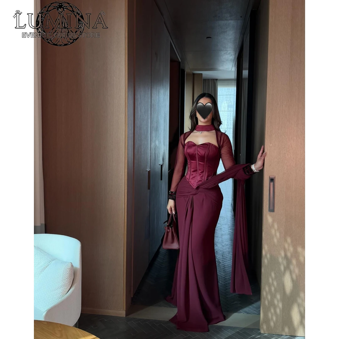 

Lumina Burgundy Stitching Chic Wedding Evening Dress 2026 Woman Fishtail Skirt Custom Made Dresses for Woman Party Wedding Prom