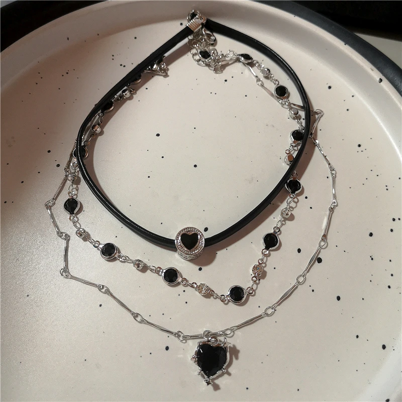 القوطي Y2K خمر الأسود القلب الصليب سلسلة بدلاية المختنق قلادة للرجال النساء الهيب هوب روك الشرير 90s الجرونج مجوهرات اكسسوارات