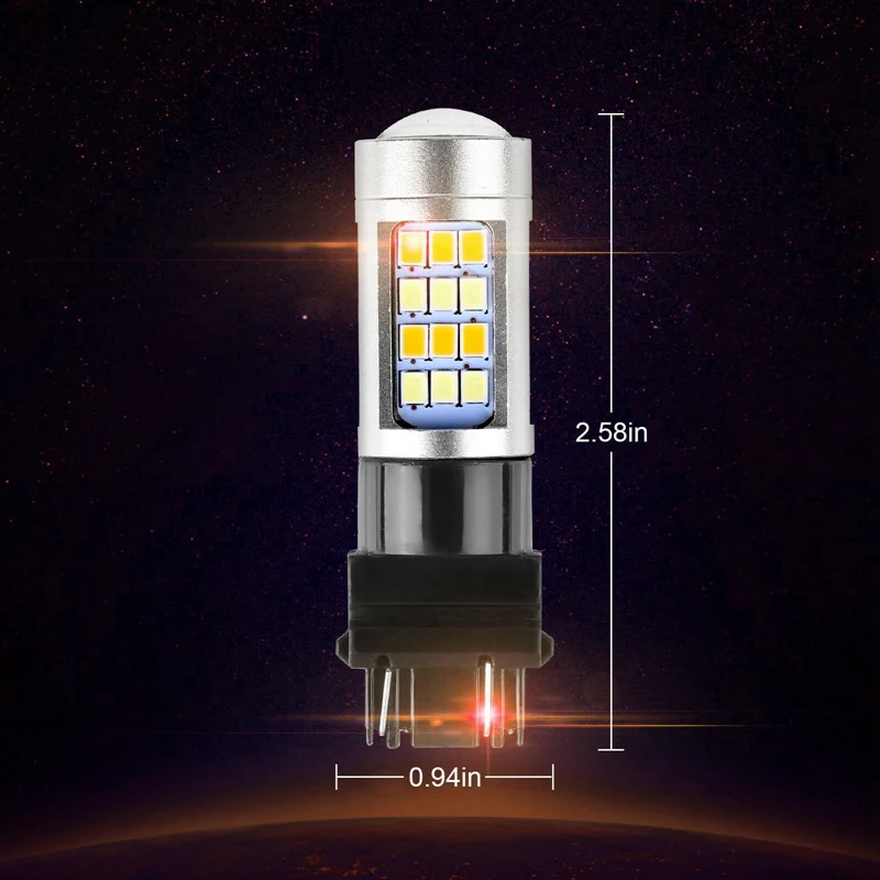 2X Error Free White/Amber 3157 42SMD 3528 LED DRL Switchback Turn Signal Parking Light Bulb