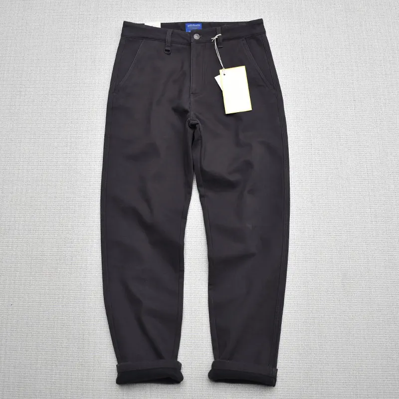 

Winter Flannel-Lined Extra Thick Warm Wear Casual Trousers American Retro Tapered Straight-Leg Cotton Washed Workwear Pants