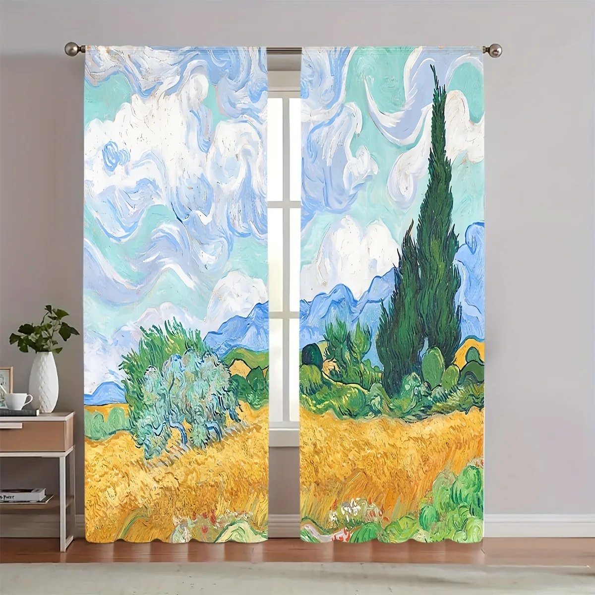 Alphabet Printed Door Curtain Window Curtain Bedroom Living Room 41.3in x 90.5in Curtain Heat Noise Reduction