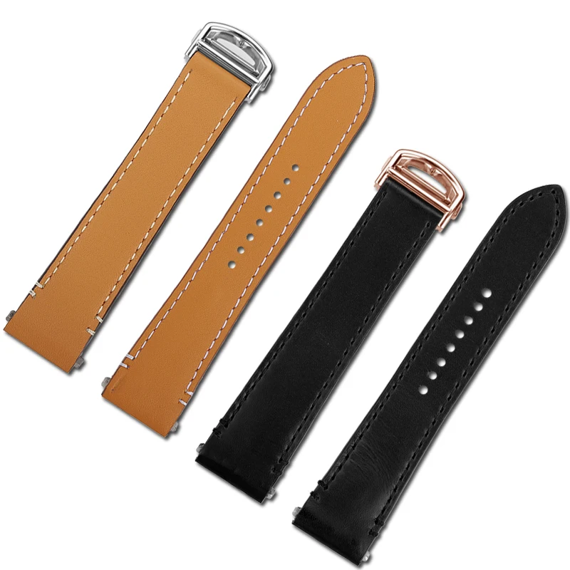 Genuine leather bracelet for Cartier Sandoz large medium-sized Santos WSSA0010 precision steel quick release watch strap 21mm 19