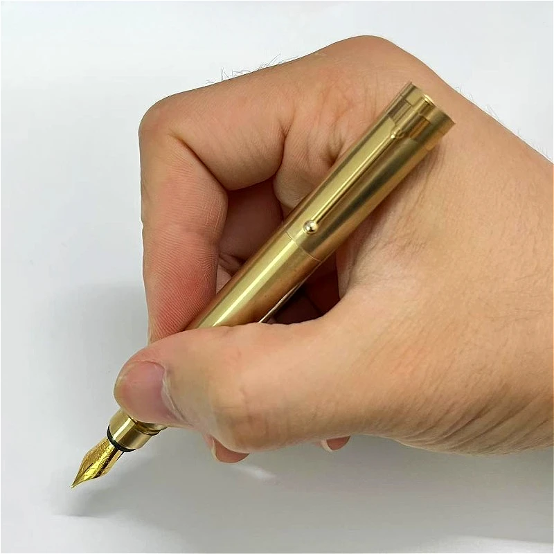 Balaoye Brass Mini Import Germany Schmidt Fountain Pen 0.38EF 0.5F M B Tip School Supplies Pens for Writing Office Business Gift