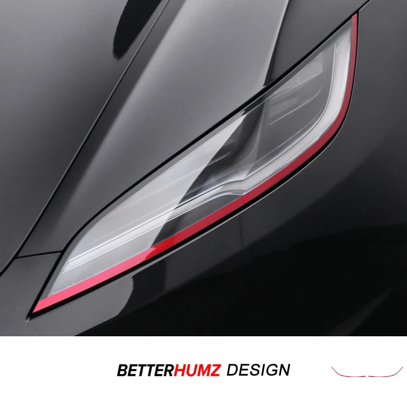 For Tesla Model 3 Highland 2024 Model Y Juniper Car Headlight Eyebrows Trim Strip Color Change Film Decoration Sticker Accessory