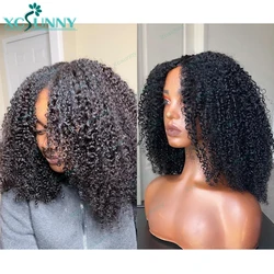 Peluca rizada rizada con parte en V, cabello humano 4C para mujeres negras, peluca brasileña Vpart, uso con su propio cuero cabelludo, peluca con parte en U, cabello humano Real