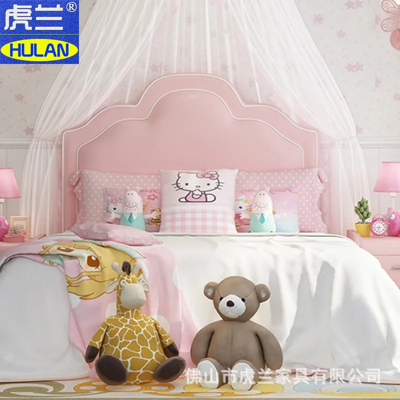 

Children's furniture girl's soft leather bed