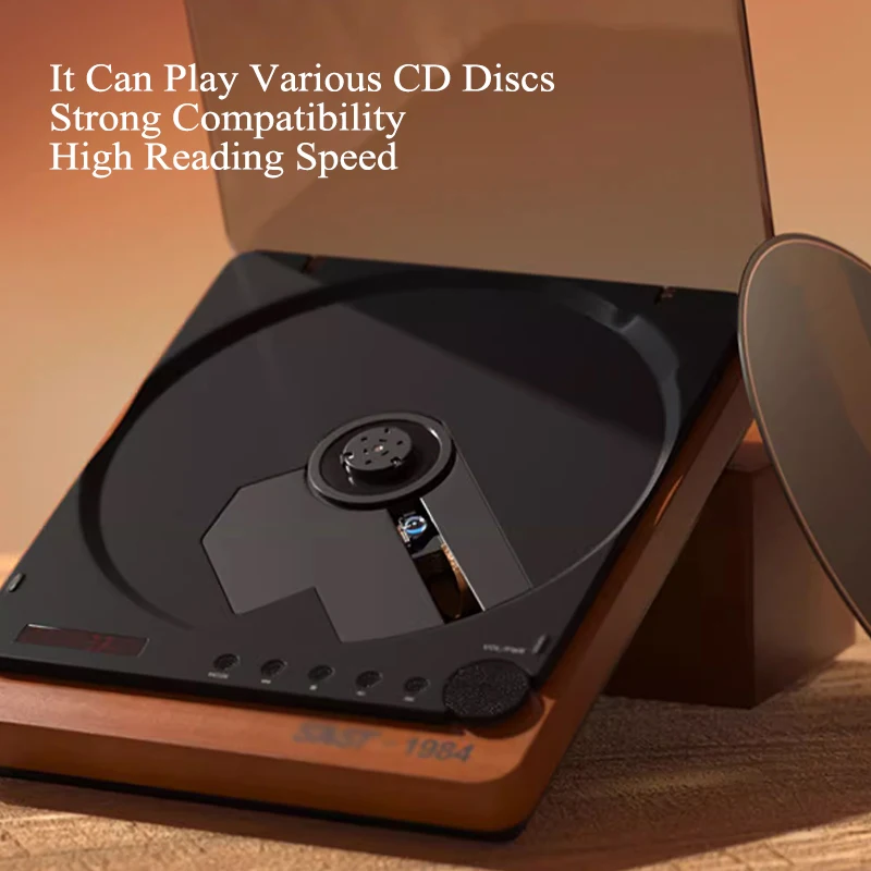 Hifi Portable Professional Pure CD Player Retro Bluetooth 5.1 Lossless USB Playback OPT Digital /3.5mm Output Remote Control