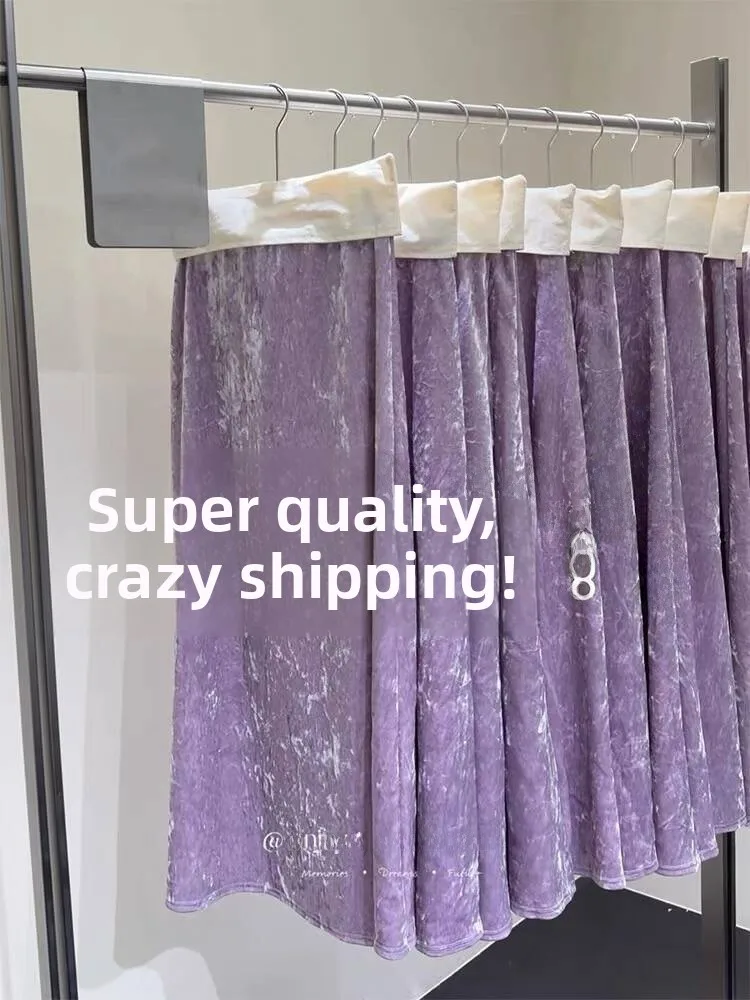 

Женская бархатная юбка больших размеров с высокой талией, фиолетовая, весенне-осенняя, в корейском стиле, длинная, модная, для подружек невесты