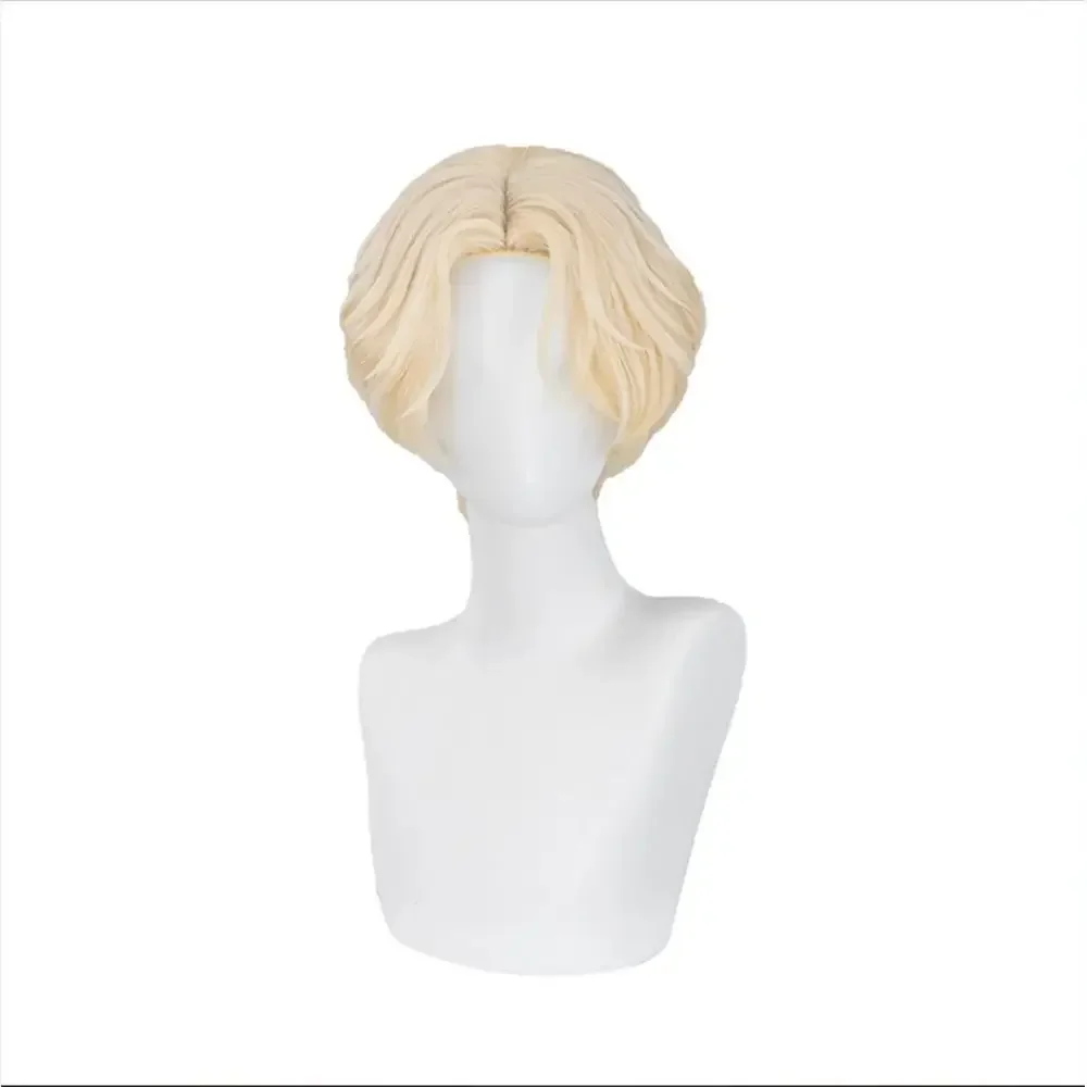 أنيمي الغريبة المرحلة لوكا شعر مستعار تأثيري الكبار للجنسين قصيرة الذهبي مقاومة للحرارة الاصطناعية الشعر هالوين ملابس تنكرية للحفلات اكسسوارات