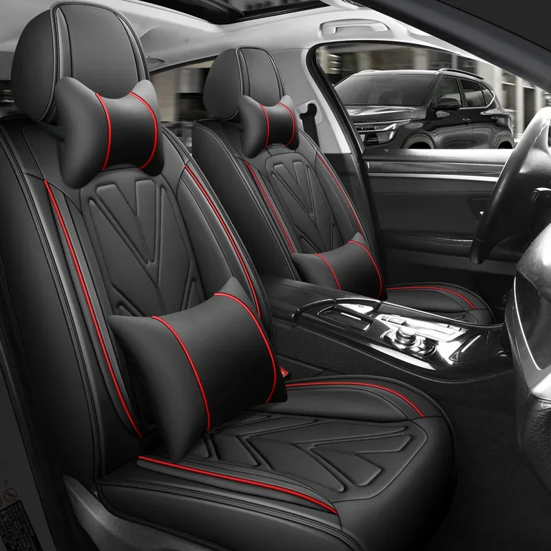 5D 9D Waterproof Leather Car Seat Cover Car Interior Accessories Full Set Universal Luxury Seat Cushions 13 Pcs For Cars