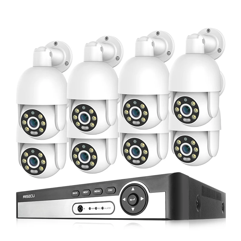 Two-way Audio For POE PTZ Full Color Night Vision Cctv Security Camera System Outdoor 8CH 8MP NVR Kit