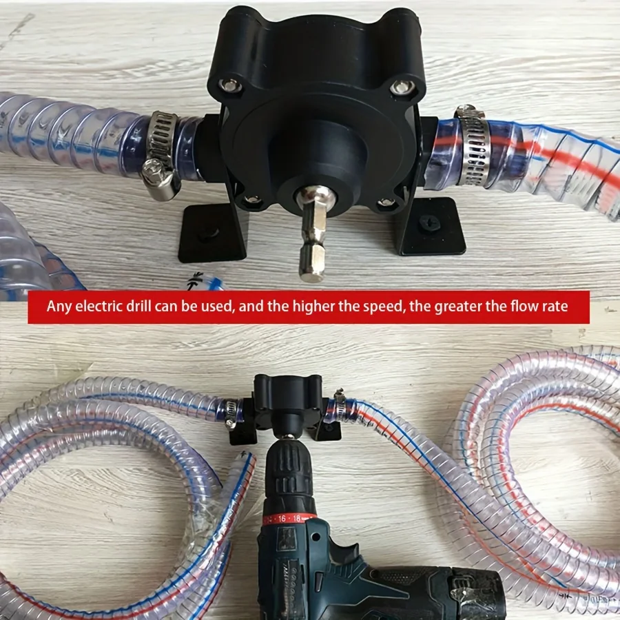 Portable Hand Drill Water Pump Kit - DC Self-Priming, No Battery Needed, Compatible with Any Electric Drill for Easy Liquid