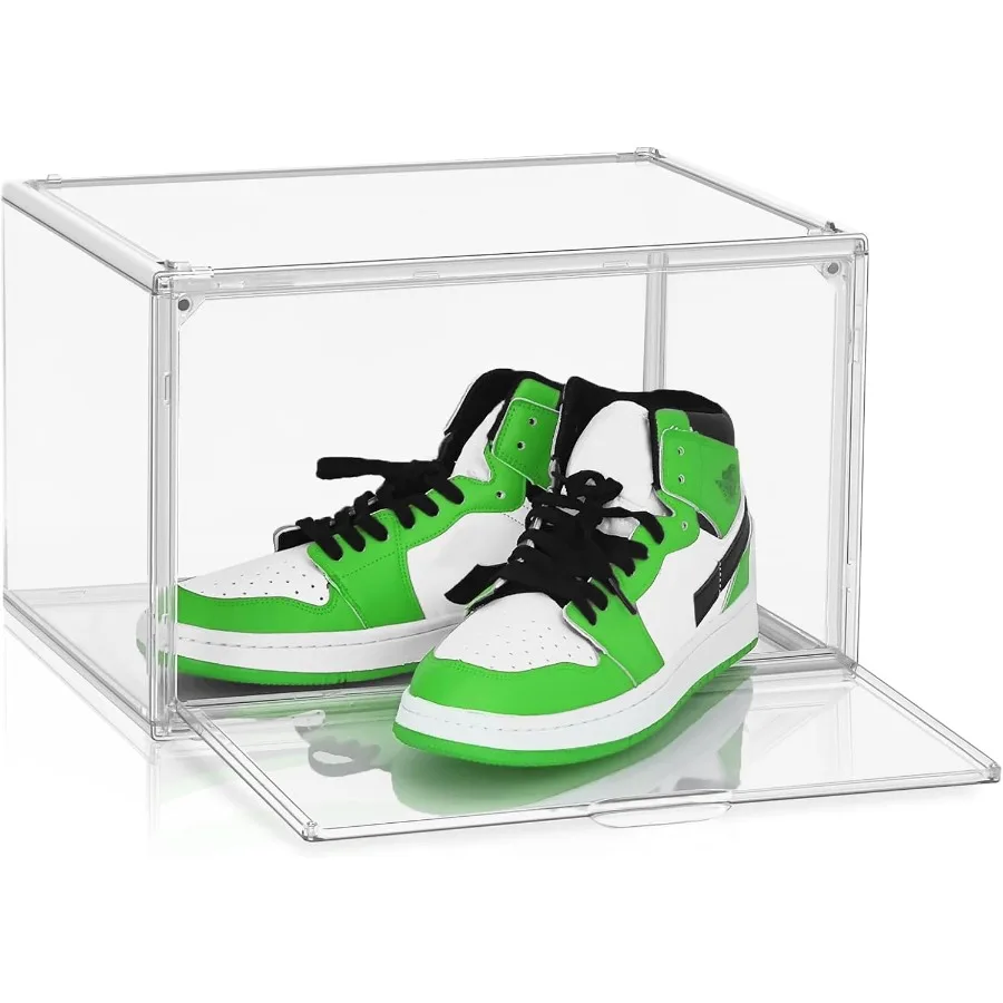 

Acrylic Sneaker Shoe Display Case Transparent Shoe Box Storage Bins Clear Plastic Stackable Boot Handbag Organizer Containers w
