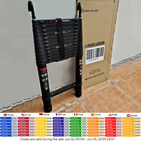 Black 5M Heavy Duty Telescopic Ladders 16.4FT Home Aluminum Extendable Roof Ladder With Detachable Hooks, Certificated EN131