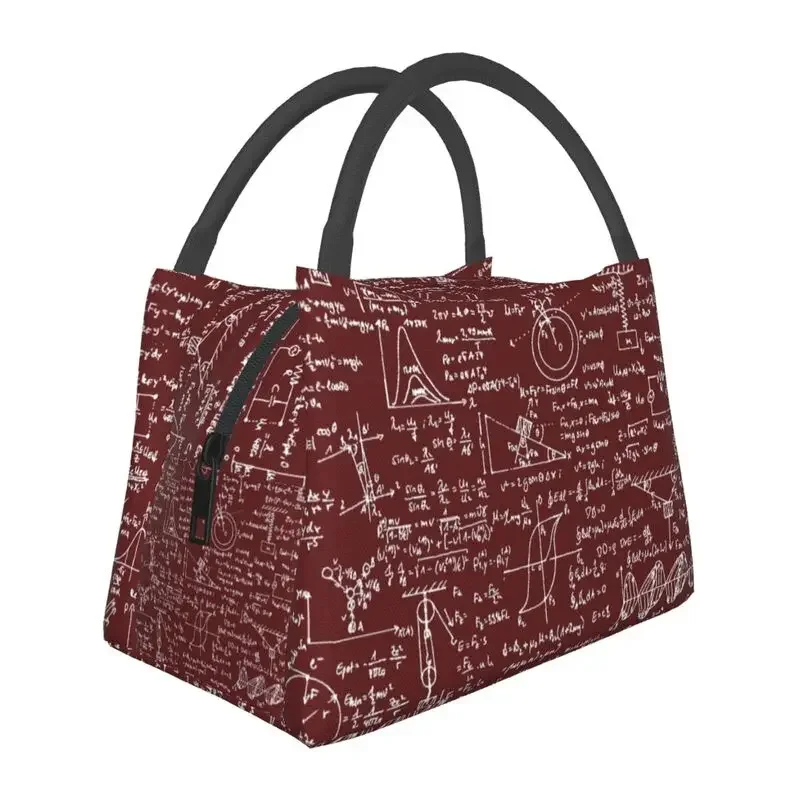 Physics Equations Burgundy Resuable Lunch Box Math Science Teacher Geometric Gift Thermal Cooler Food Insulated  Bag